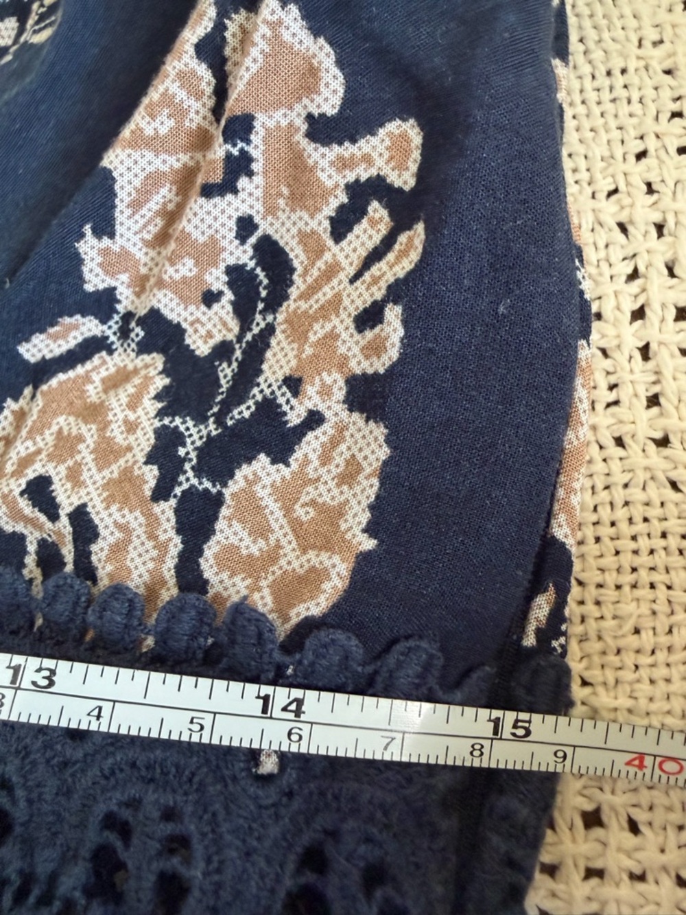 Navy Floral Maxi Crochet Waistband L Long Length Summer Dress Adjustable Straps - Picture 10 of 14